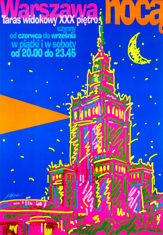 Warsaw By Night Pagowski Andrzej Sport Tourist Poster Year 2004