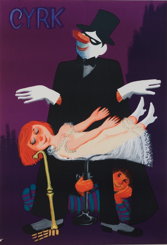Cyrk Magik i lewitująca dama, Circus Magician and Levitating Lady, Miedza-Tomaszewski Stanislaw